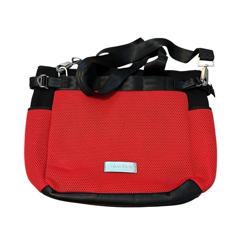 Calvin Klein Performance Red Mesh Messenger Computer Bag 18” X 14” NWOT